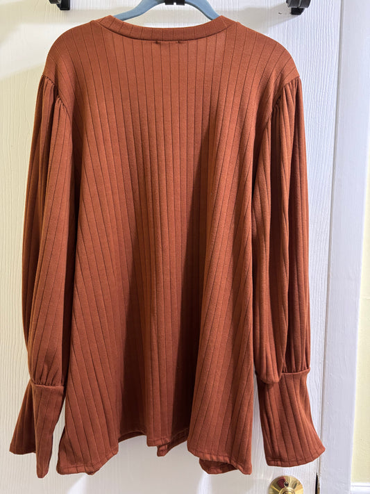 Lovely Melody Ribbed Balloon Sleeve Top 3X