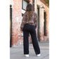 High-waisted black wide leg pants with pockets by Julia Rose, Julia Rose women’s wide leg pants lifestyle image