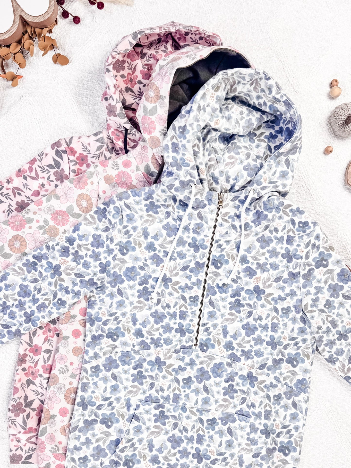 IN STOCK HalfZip Hoodie - Blue Floral FINAL SALE