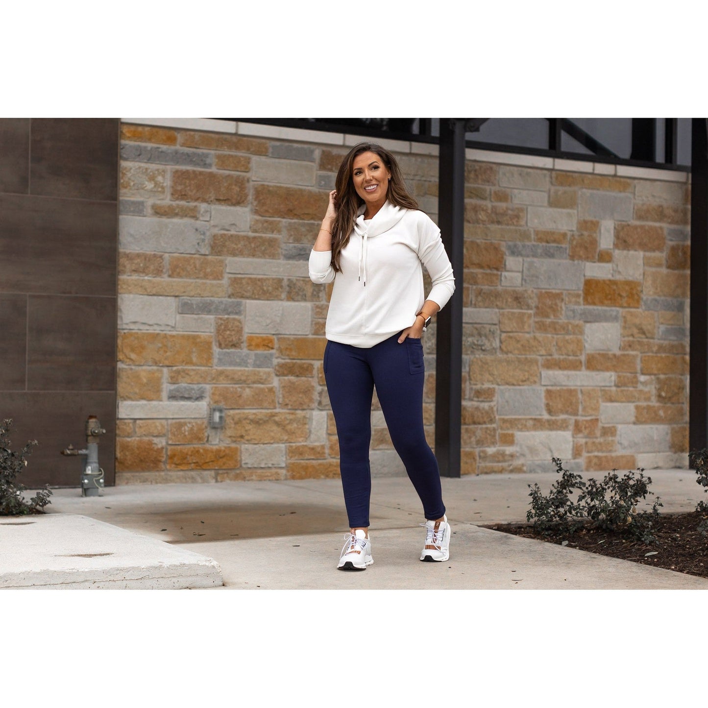 Ready to Ship | The Nicole - Navy FLEECE Full Length with Pocket Leggings  - Luxe Leggings by Julia Rose®