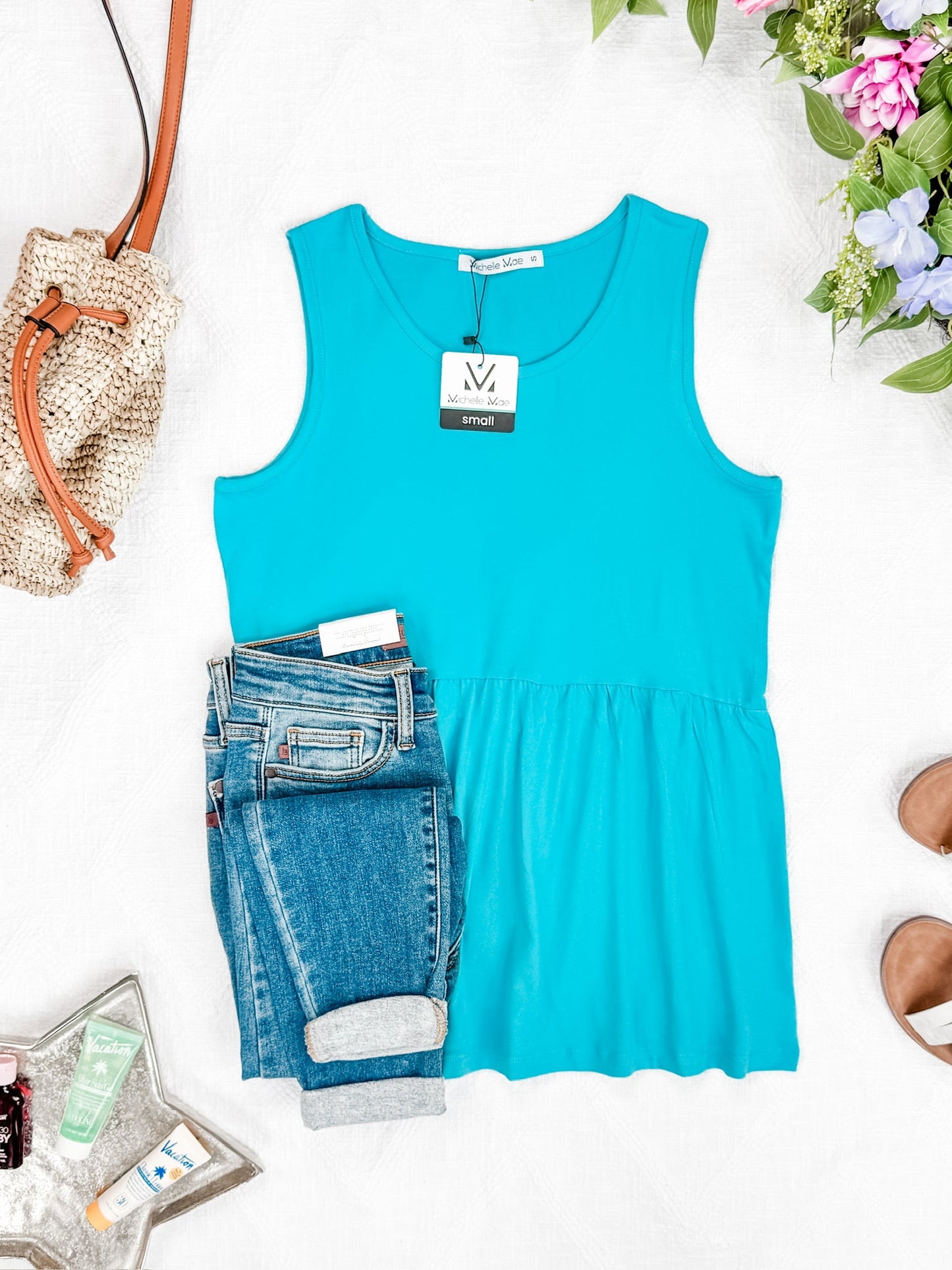 IN STOCK Renee Ruffle Tank - Ocean Blue FINAL SALE