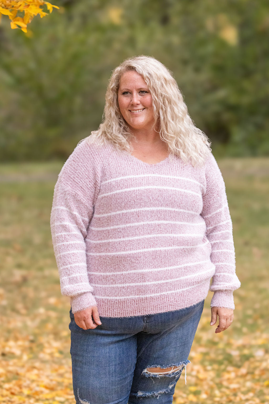 IN STOCK Cozy Striped Sweater - Mauve FINAL SALE