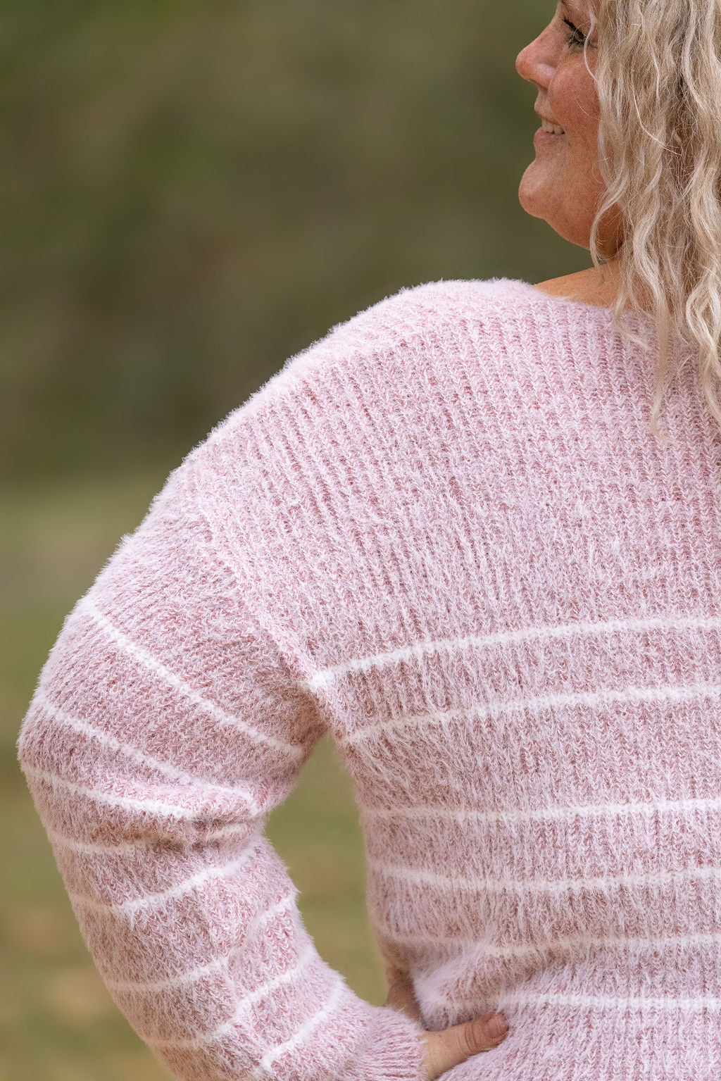 IN STOCK Cozy Striped Sweater - Mauve FINAL SALE