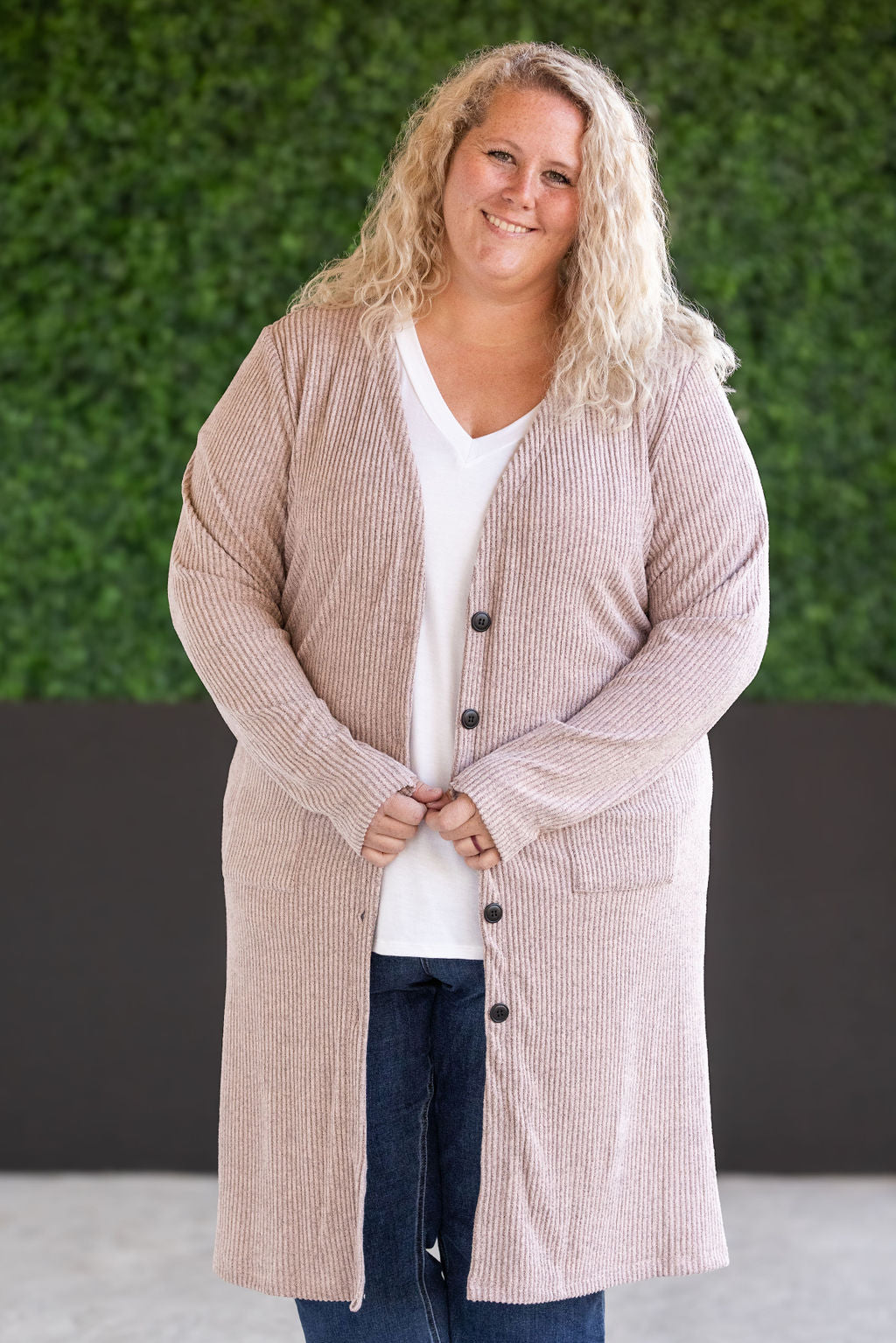 IN STOCK Colbie Ribbed Cardigan - Neutral Pink