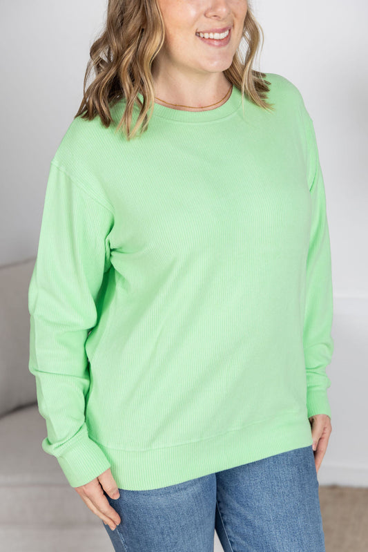 IN STOCK Corrine Ribbed Pullover Top - Lime