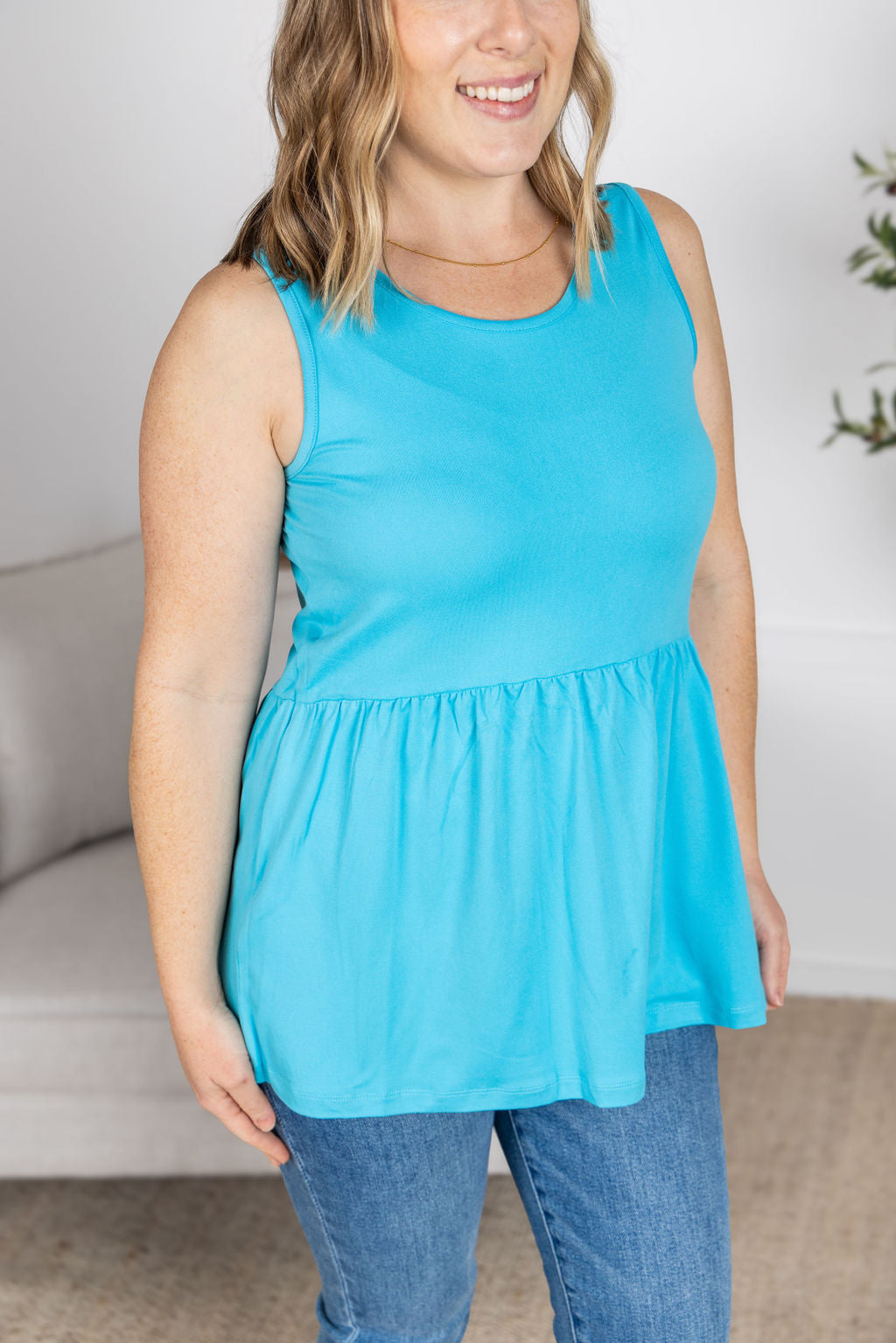 IN STOCK Renee Ruffle Tank - Ocean Blue FINAL SALE