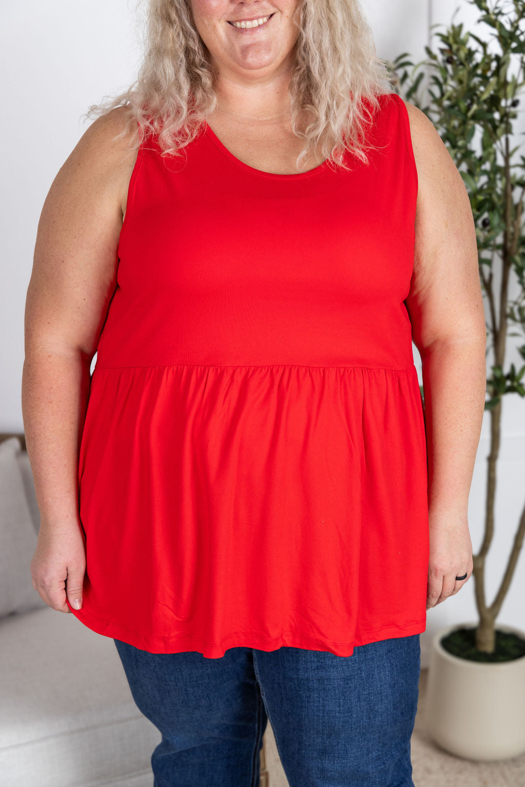 IN STOCK Renee Ruffle Tank - Red