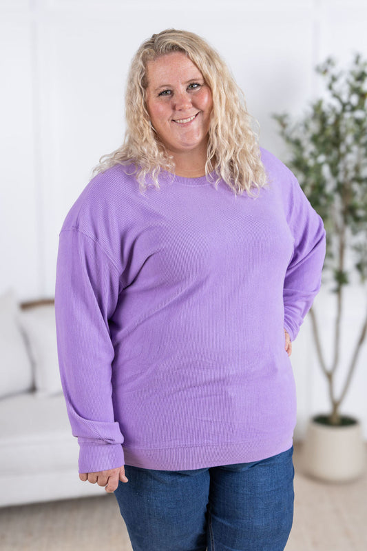 IN STOCK Corrine Ribbed Pullover Top - Purple