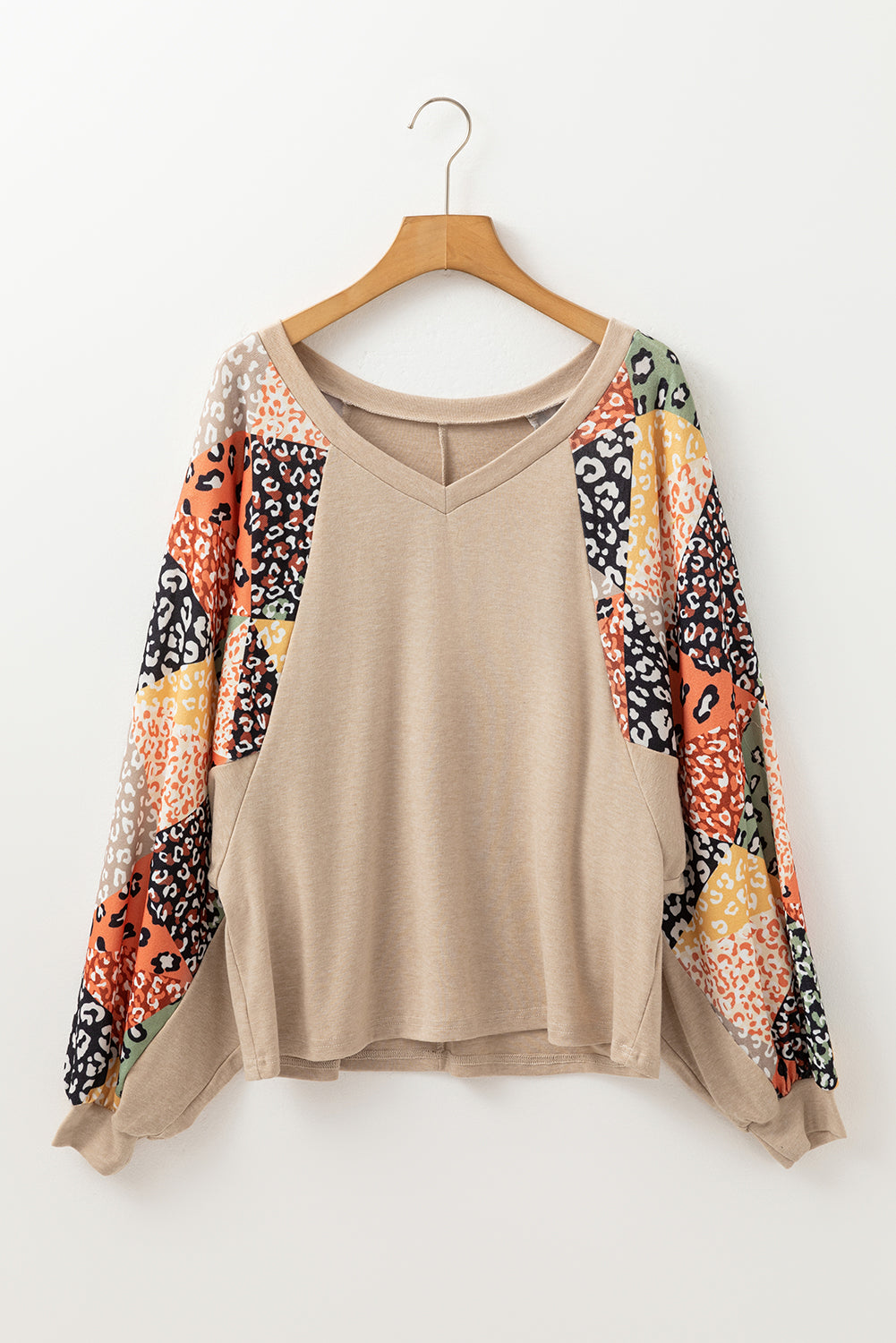 Leopard Patchwork Sleeve Top