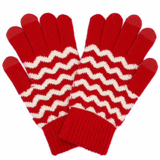 Christmas Theme Chevron Pattern Smart Gloves
