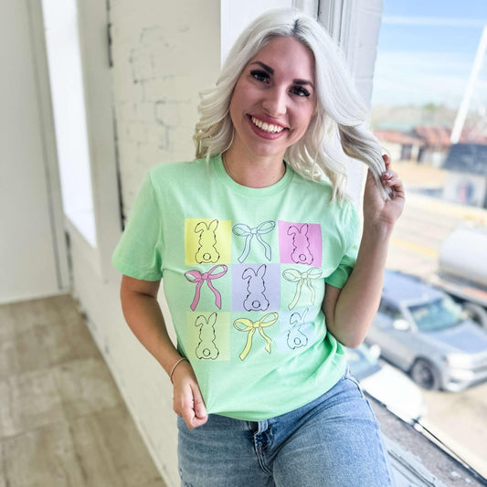 Colorful Bunnies And Bows Graphic Tee