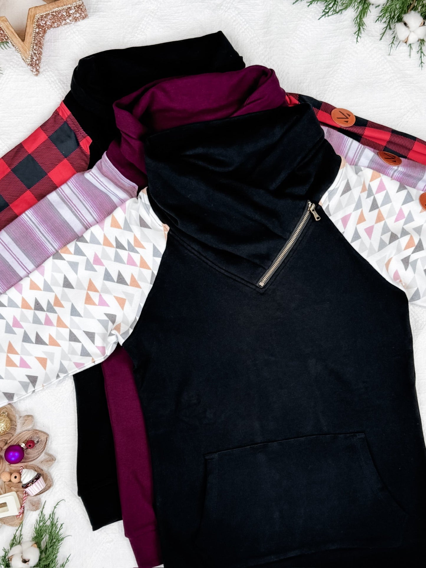 IN STOCK Classic Zoey ZipCowl Sweatshirt - Berry Serape FINAL SALE