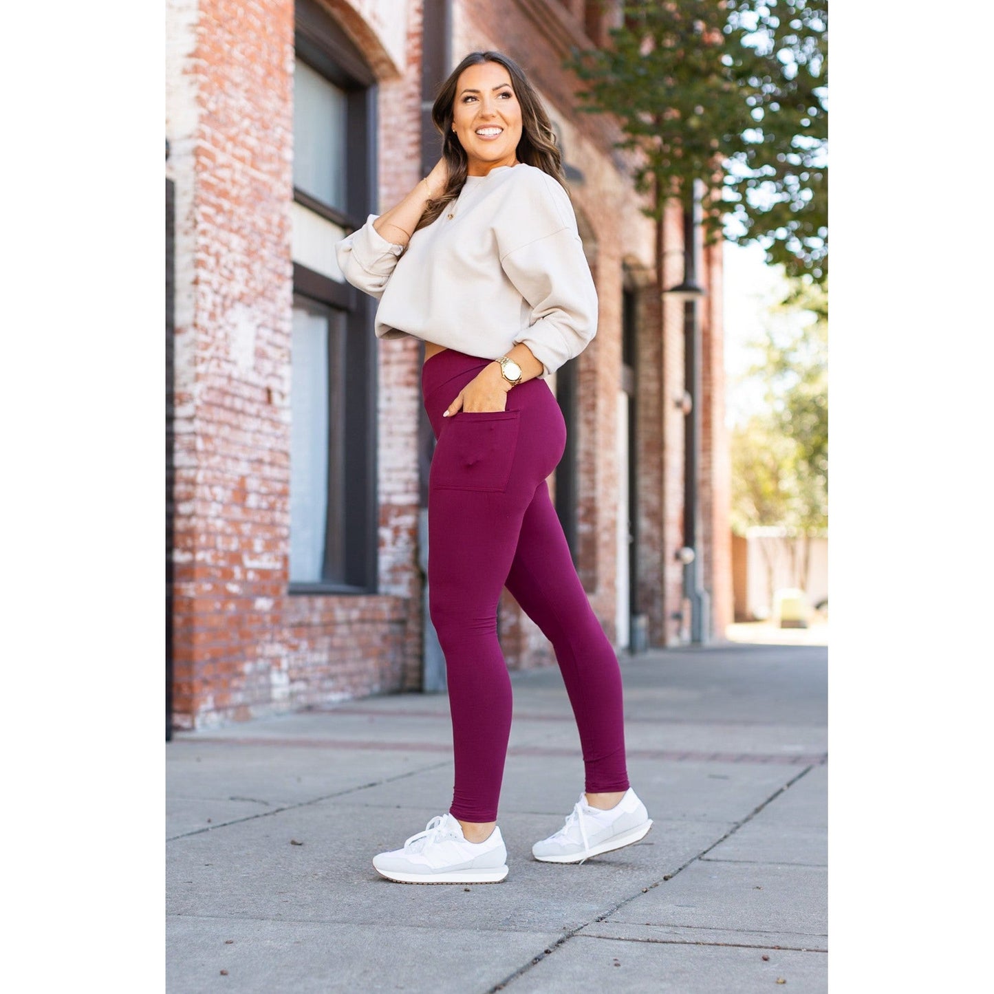 *Ready to Ship | The Maria - Maroon Full Length Leggings with Pocket  - Luxe Leggings by Julia Rose®