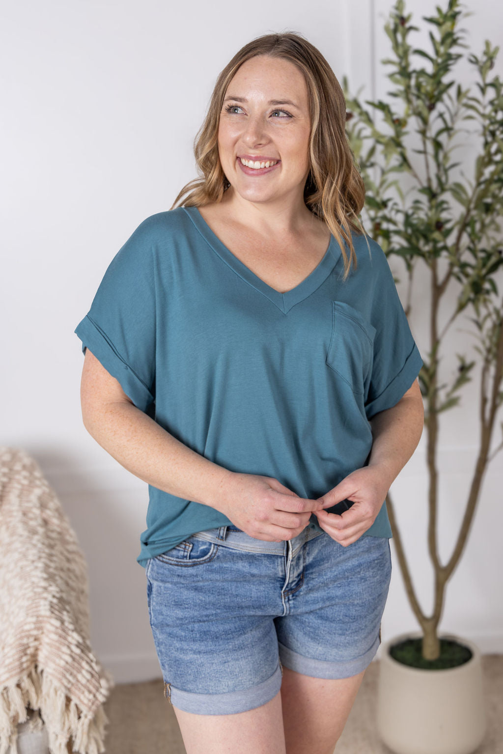 IN STOCK Sierra Pocket Top - Light Teal