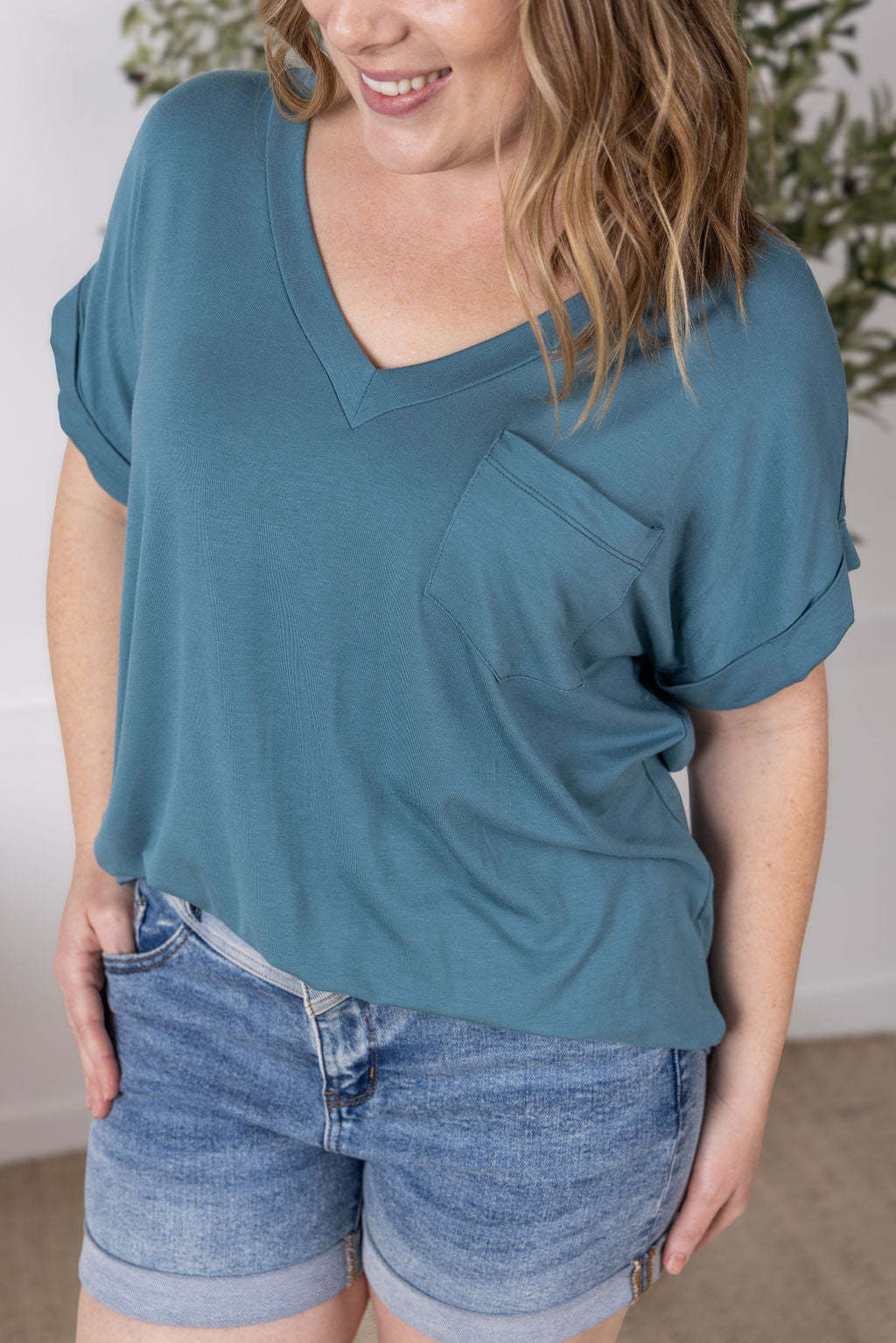 IN STOCK Sierra Pocket Top - Light Teal