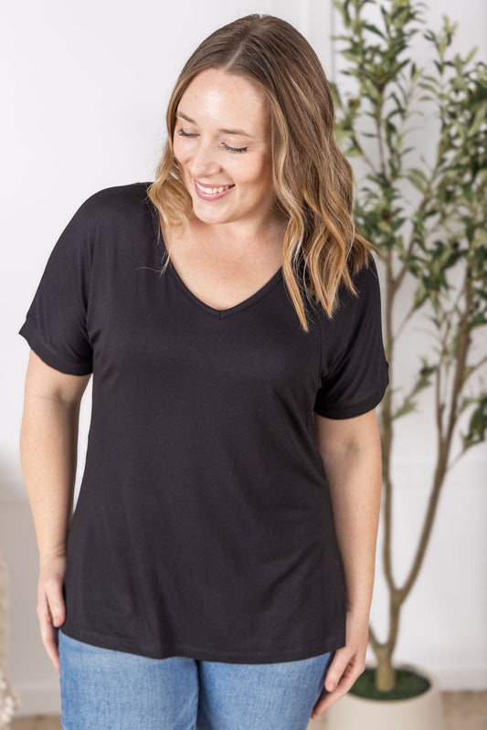 IN STOCK Bamboo V Neck Tee - Black