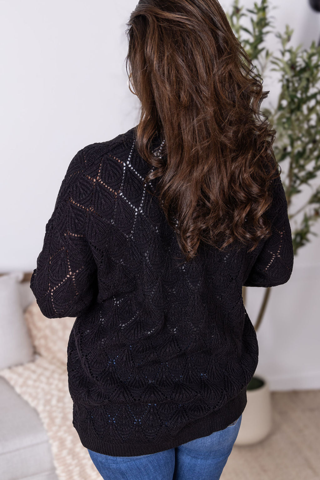 IN STOCK Open Knit Cardigan - Black