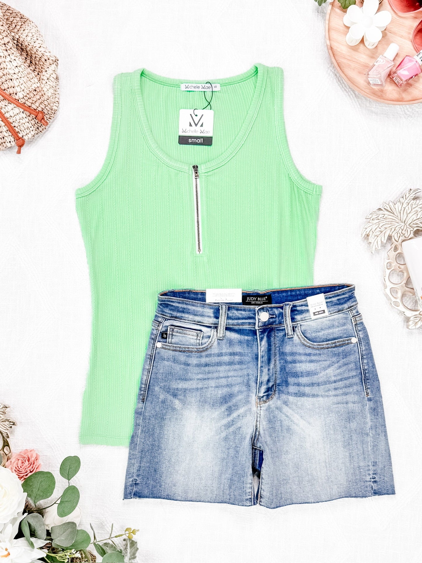 IN STOCK Mila Zipper Tank - Lime