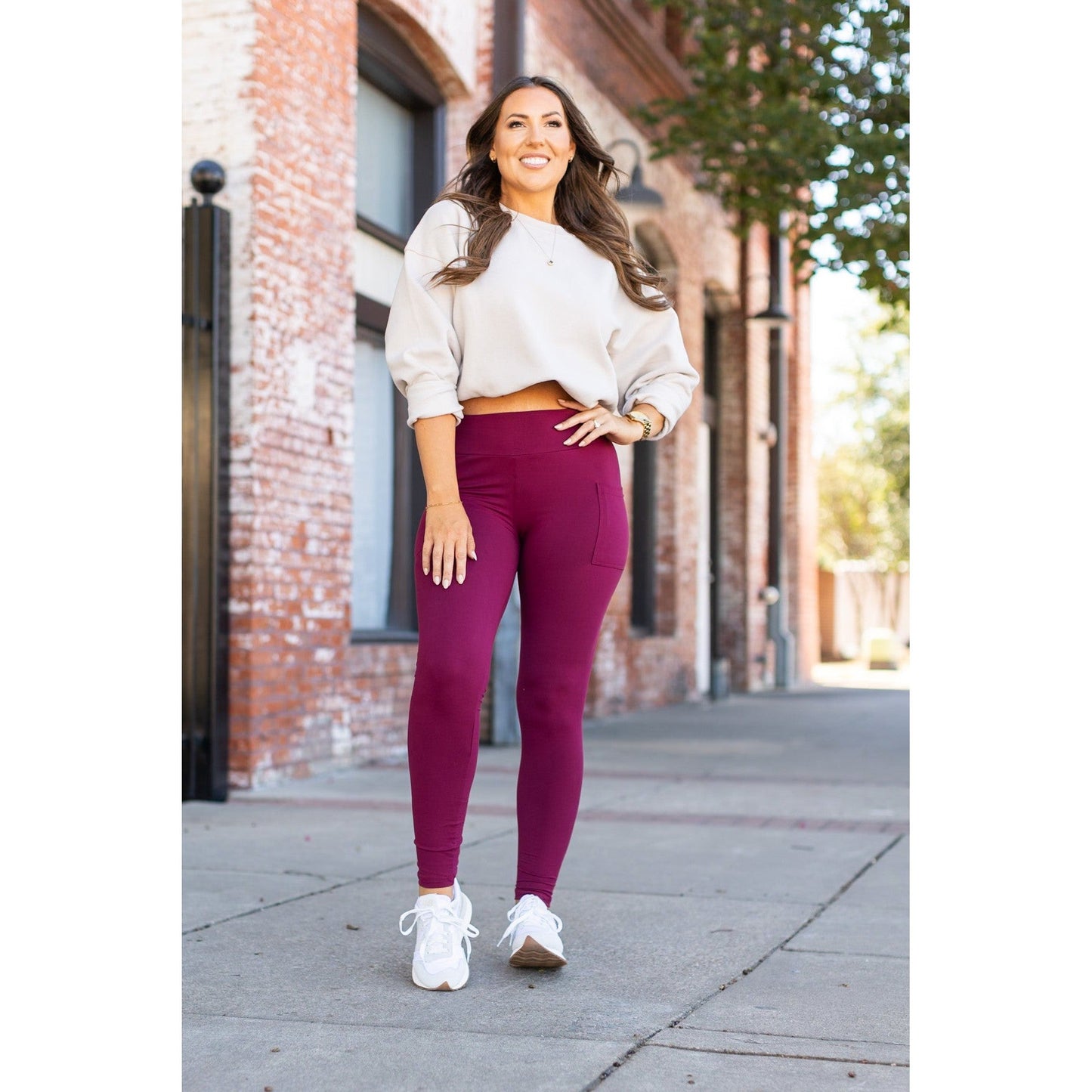 *Ready to Ship | The Maria - Maroon Full Length Leggings with Pocket  - Luxe Leggings by Julia Rose®