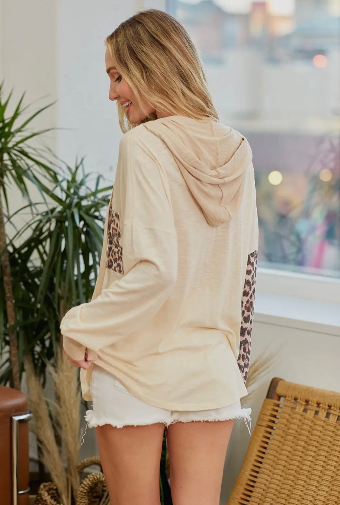 Lovely Melody Leopard Patch Hoodie Size 1X