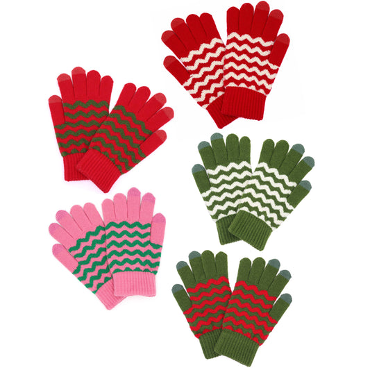 Christmas Theme Chevron Pattern Smart Gloves