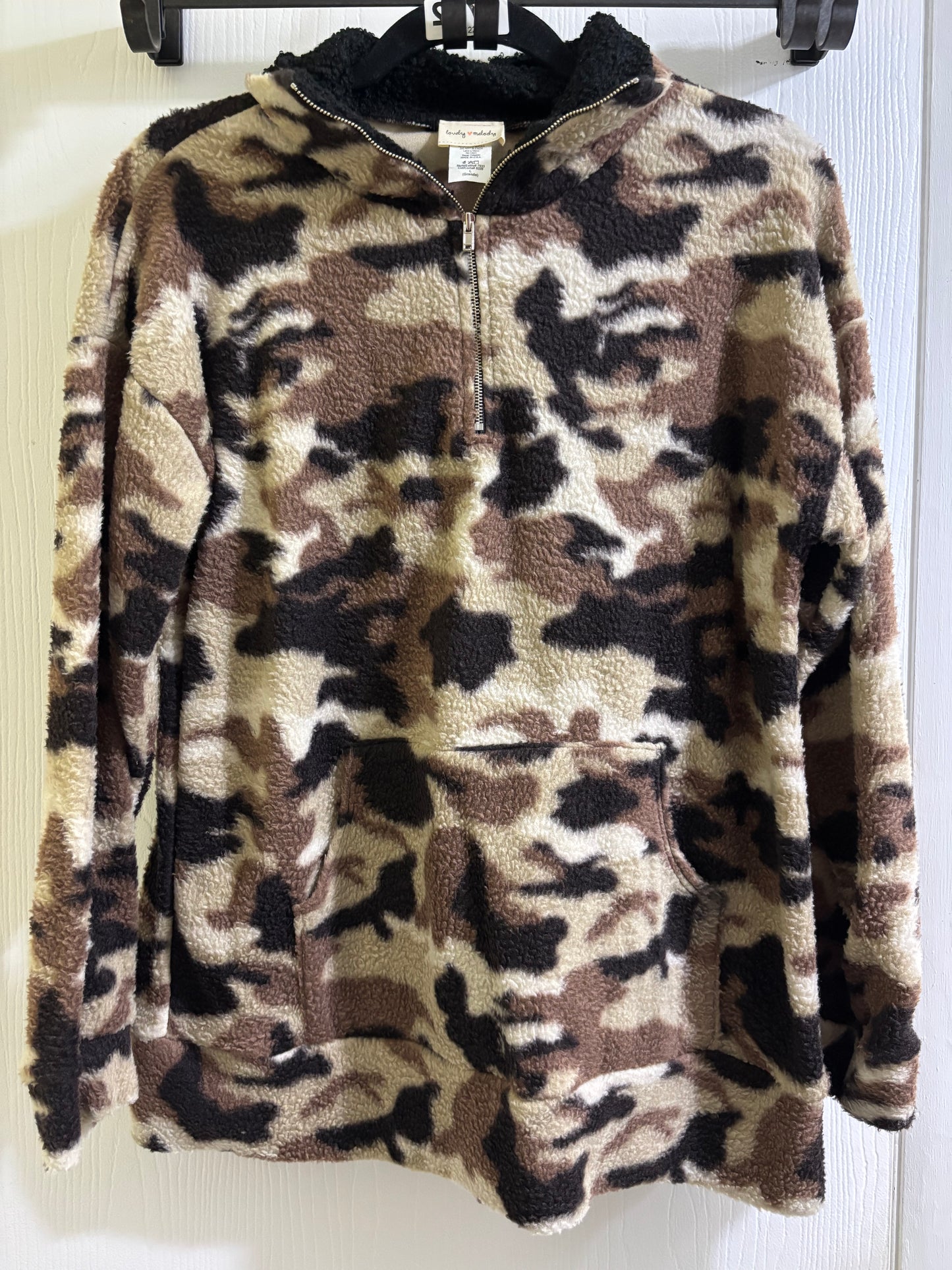 Lovely Melody Fleece Quarter Zip Hoodie Size L