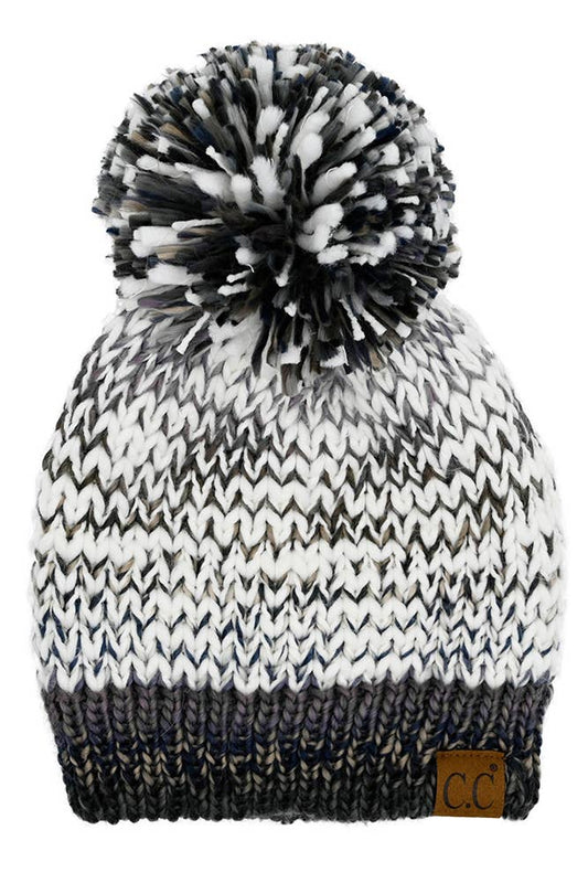 C.C Multi Color Yarn Pom Beanie