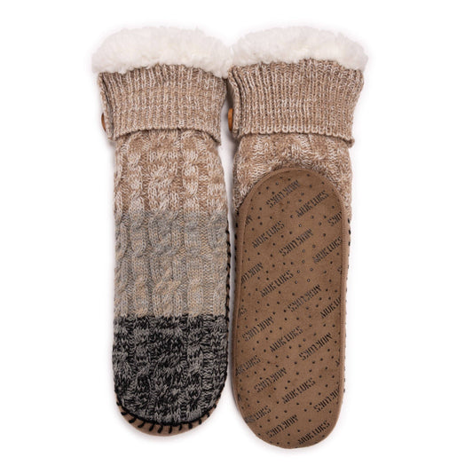 MUK LUKS Women's Short Cable Slipper Sock