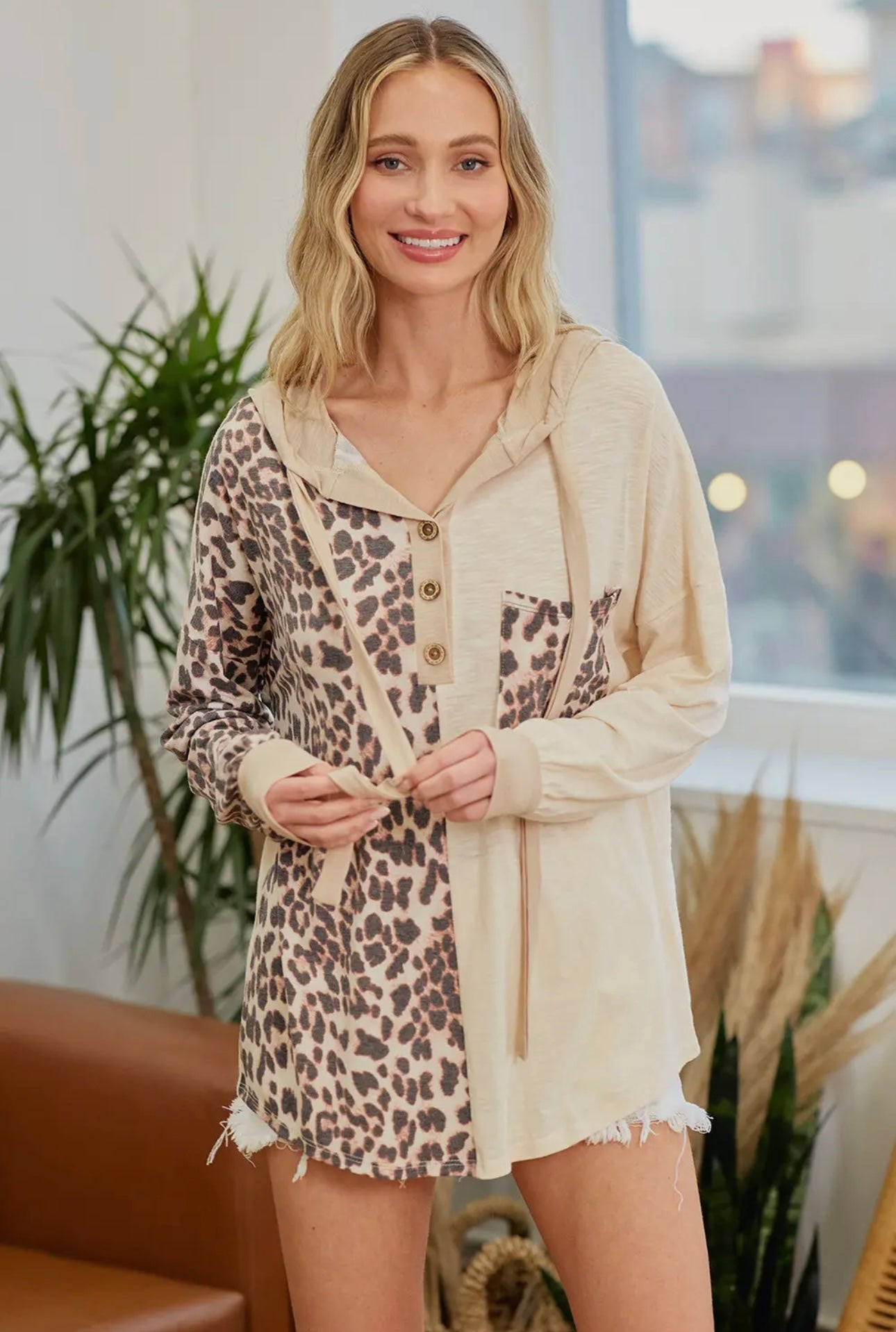 Lovely Melody Leopard Patch Hoodie Size 1X