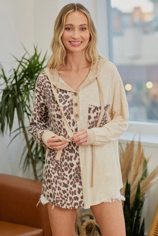 Lovely Melody Leopard Patch Hoodie Size 1X