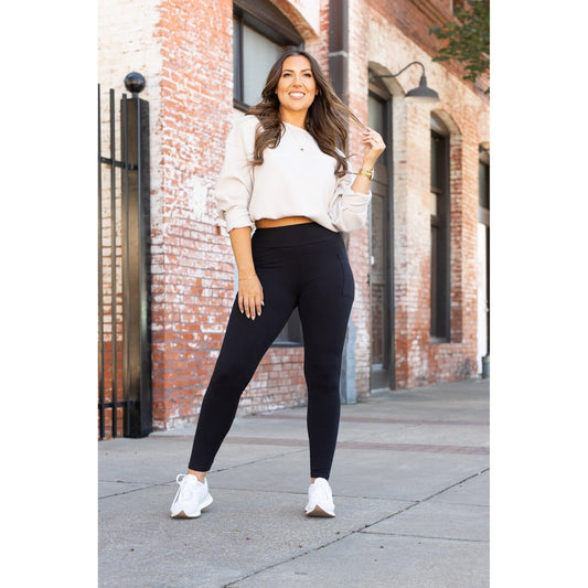 Ready to Ship | BLACK FULL-LENGTH Leggings with POCKET - Luxe Leggings by Julia Rose®