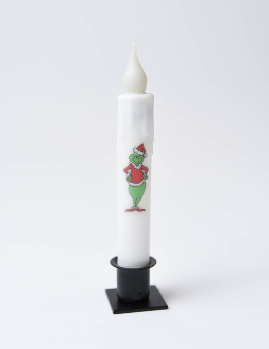 Grinch Battery Operated LED Timer Taper Candle