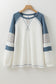 White Floral Patchwork Waffle Knit Raglan Top