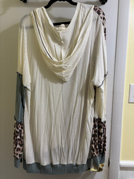 Lovely Melody Mixed Print Waffle Hoodie 3X