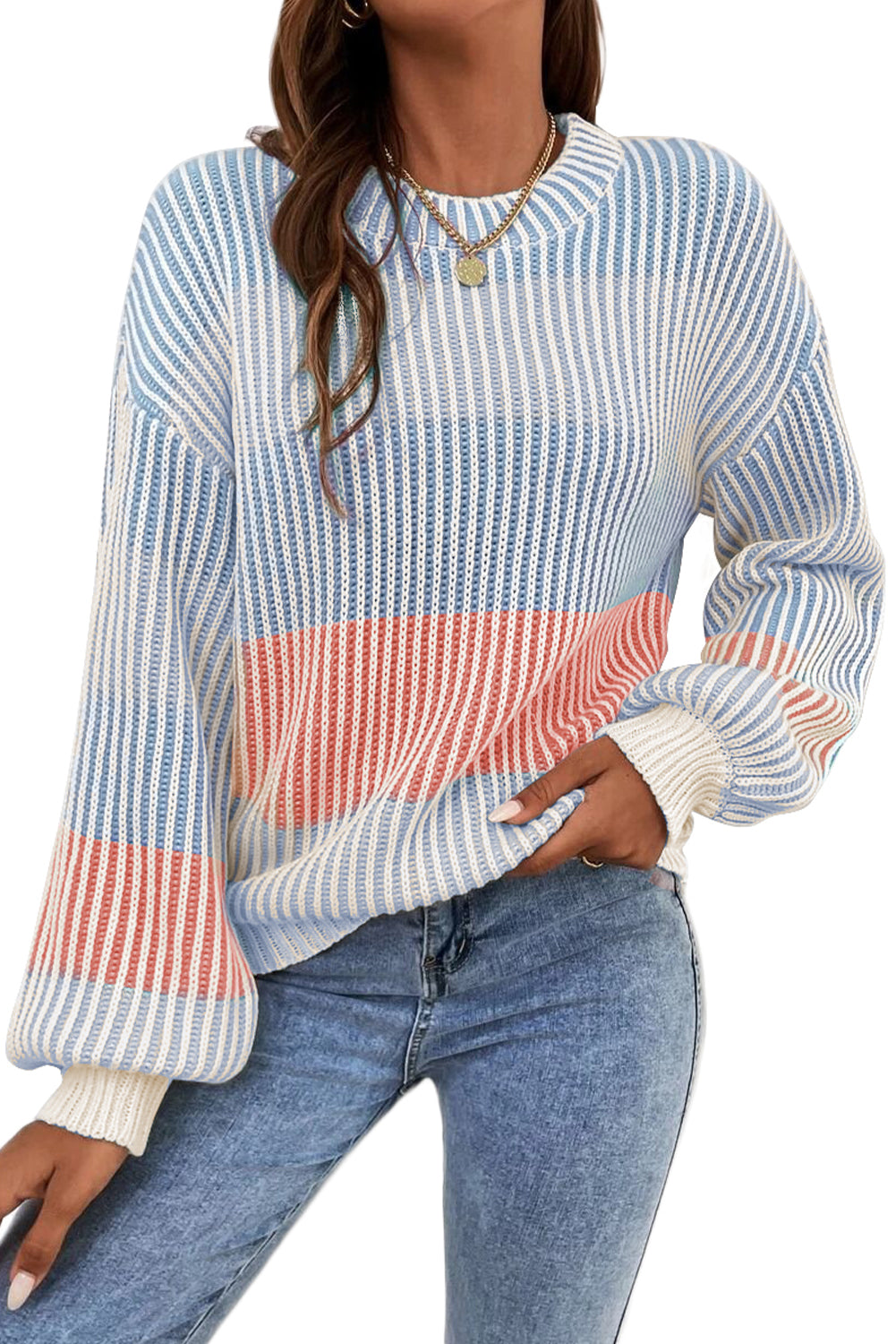 Ribbed Colorblock Sweatshirt