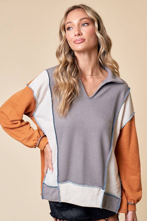 Lovely Melody Color Block Pullover Size M