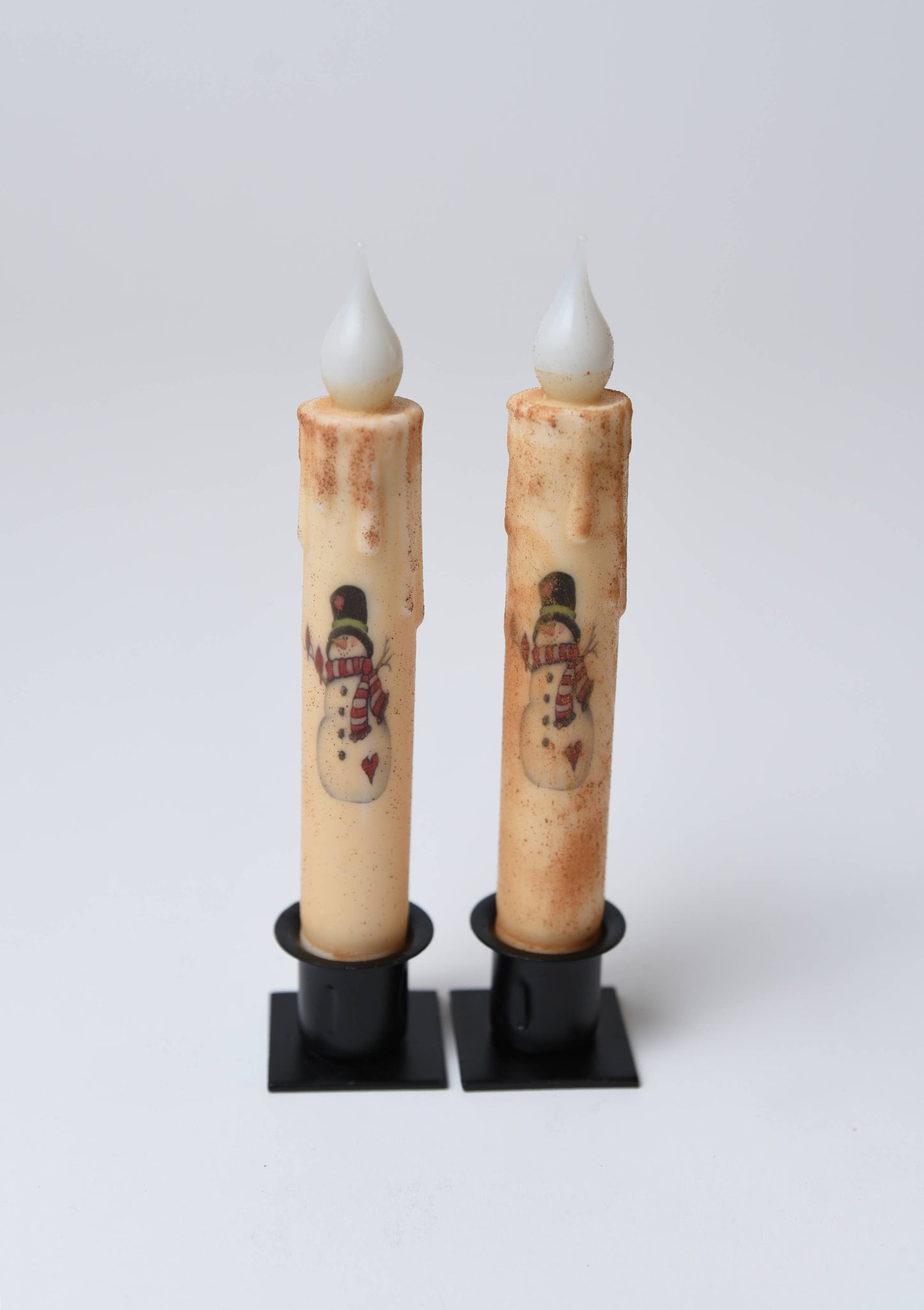 Snowman w/Cardinals Battery Operated LED Time Taper Candle