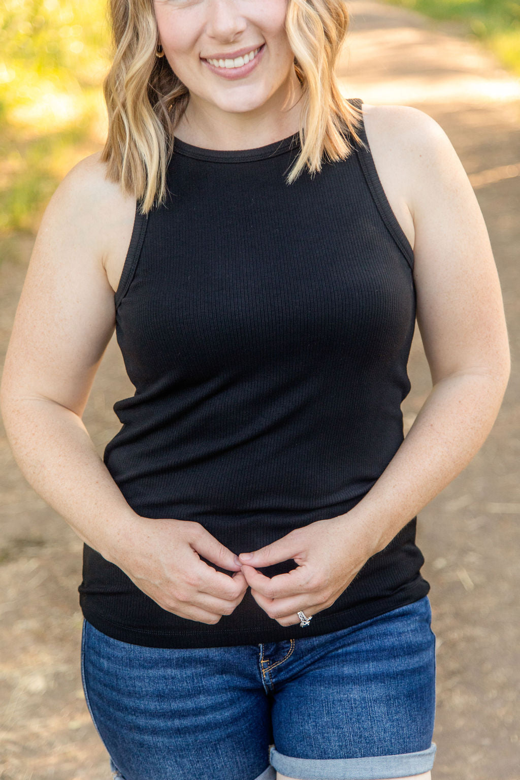 IN STOCK Tara Ribbed Tank - Black