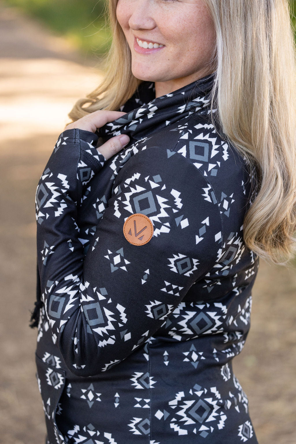 IN STOCK Soft Funnel Neck - Black Geometric FINAL SALE