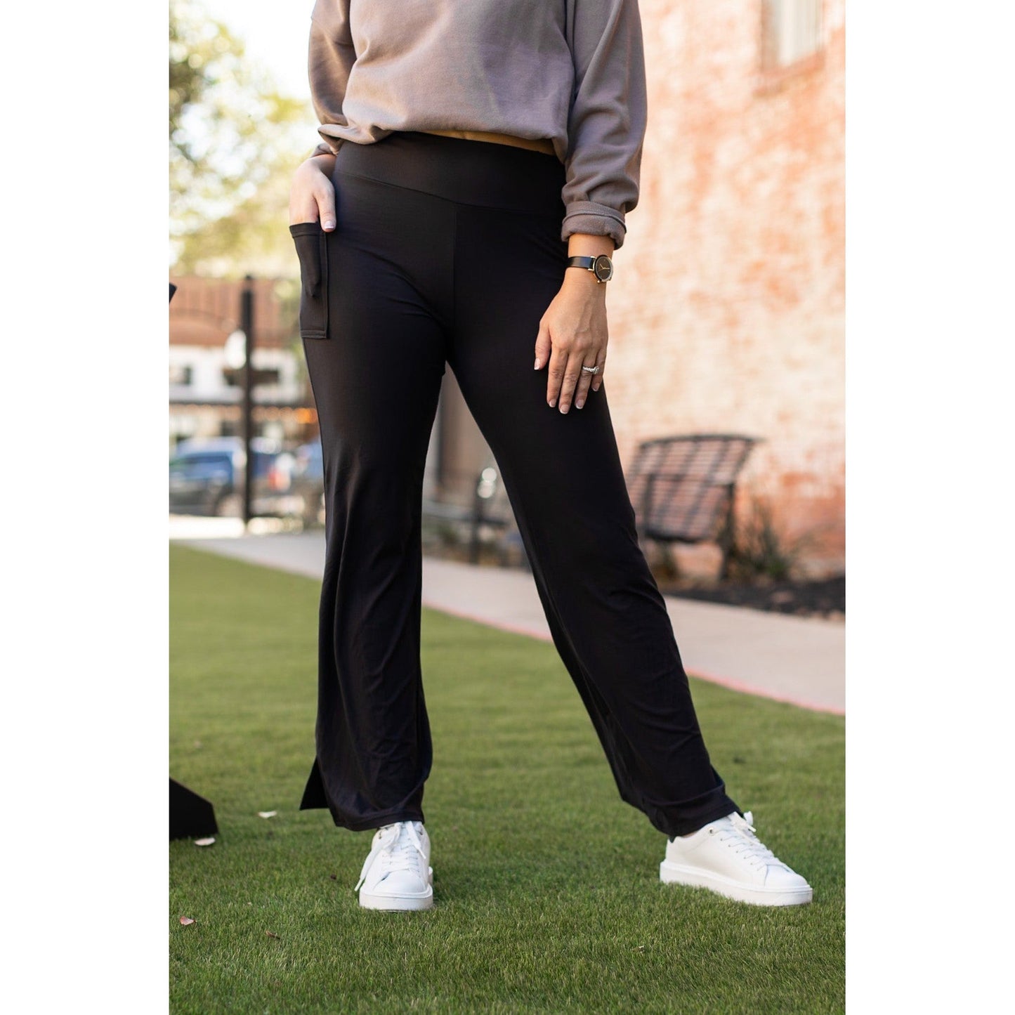 Ready to Ship | The Madison - Straight Leg Black Leggings with Pockets