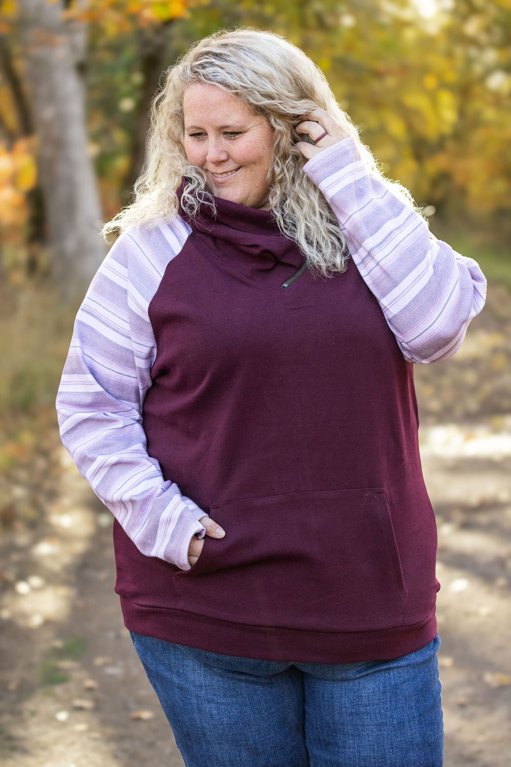 IN STOCK Classic Zoey ZipCowl Sweatshirt - Berry Serape FINAL SALE