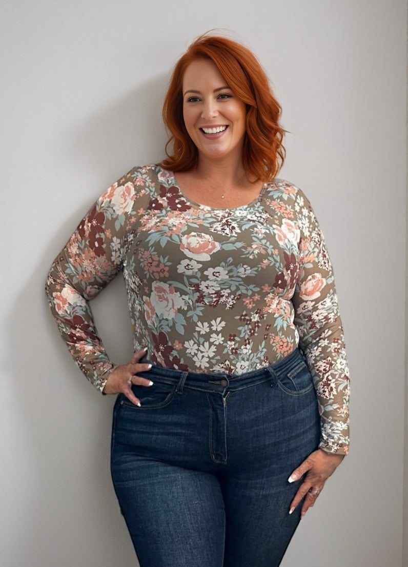 Floral Print Mesh Top