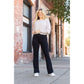 High-waisted black bootcut leggings by Julia Rose, Julia Rose women’s flared black leggings lifestyle image
