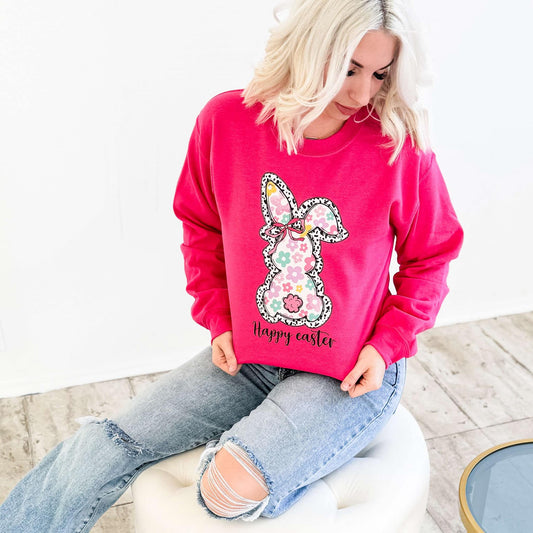 Flower Dot Bunny Graphic Sweatshirt