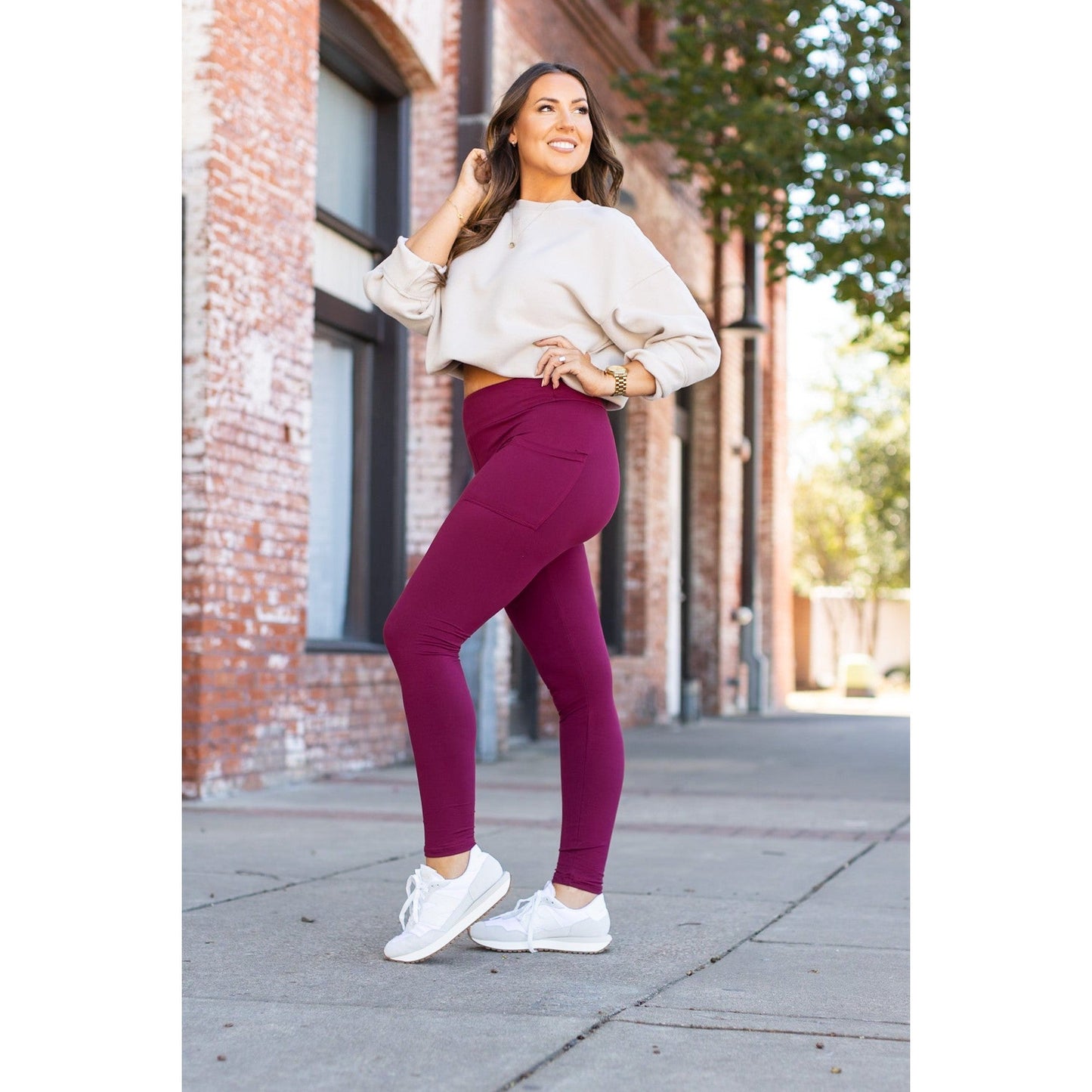 *Ready to Ship | The Maria - Maroon Full Length Leggings with Pocket  - Luxe Leggings by Julia Rose®