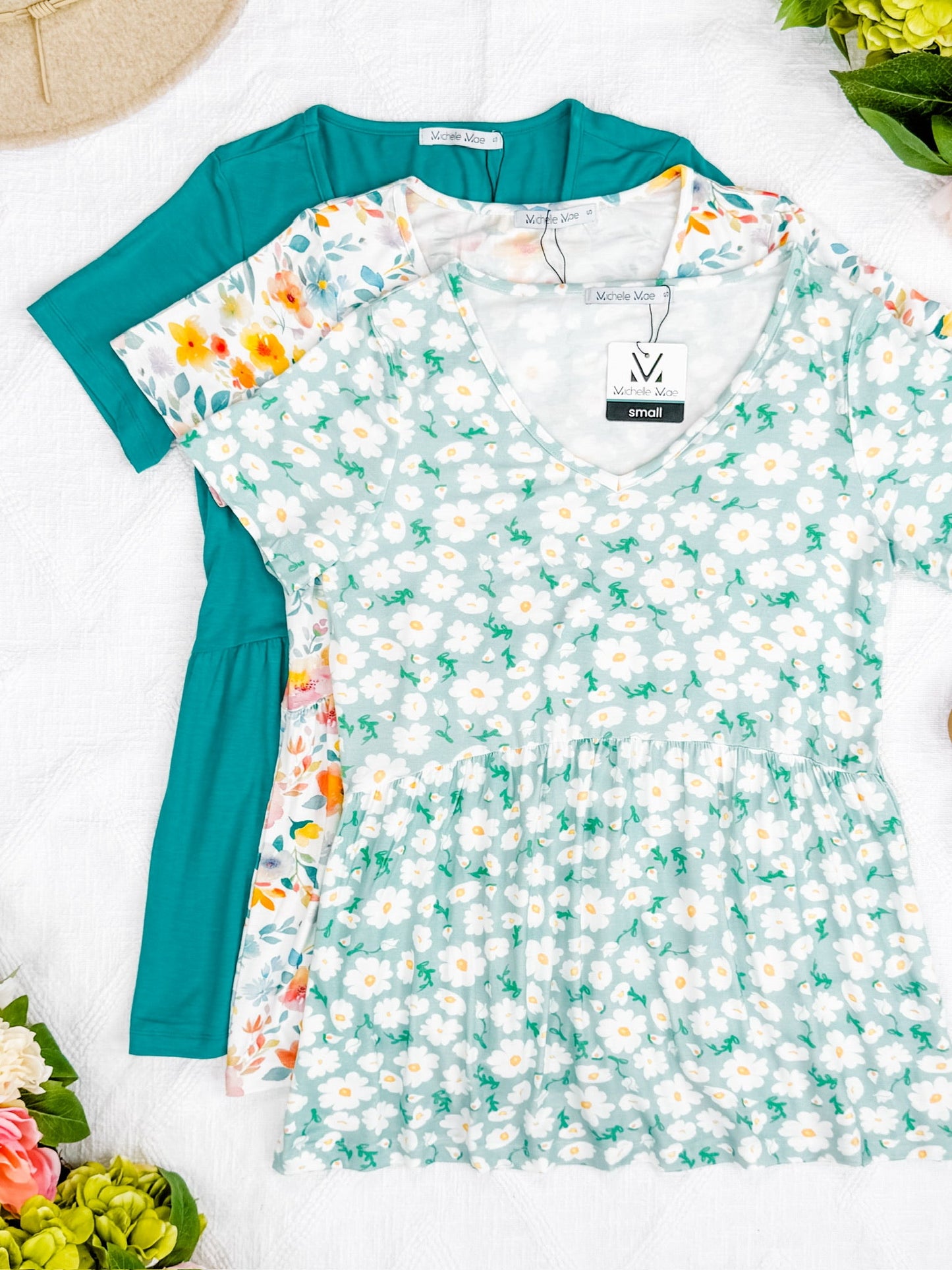 IN STOCK Sarah Ruffle Short Sleeve - Watercolor Floral