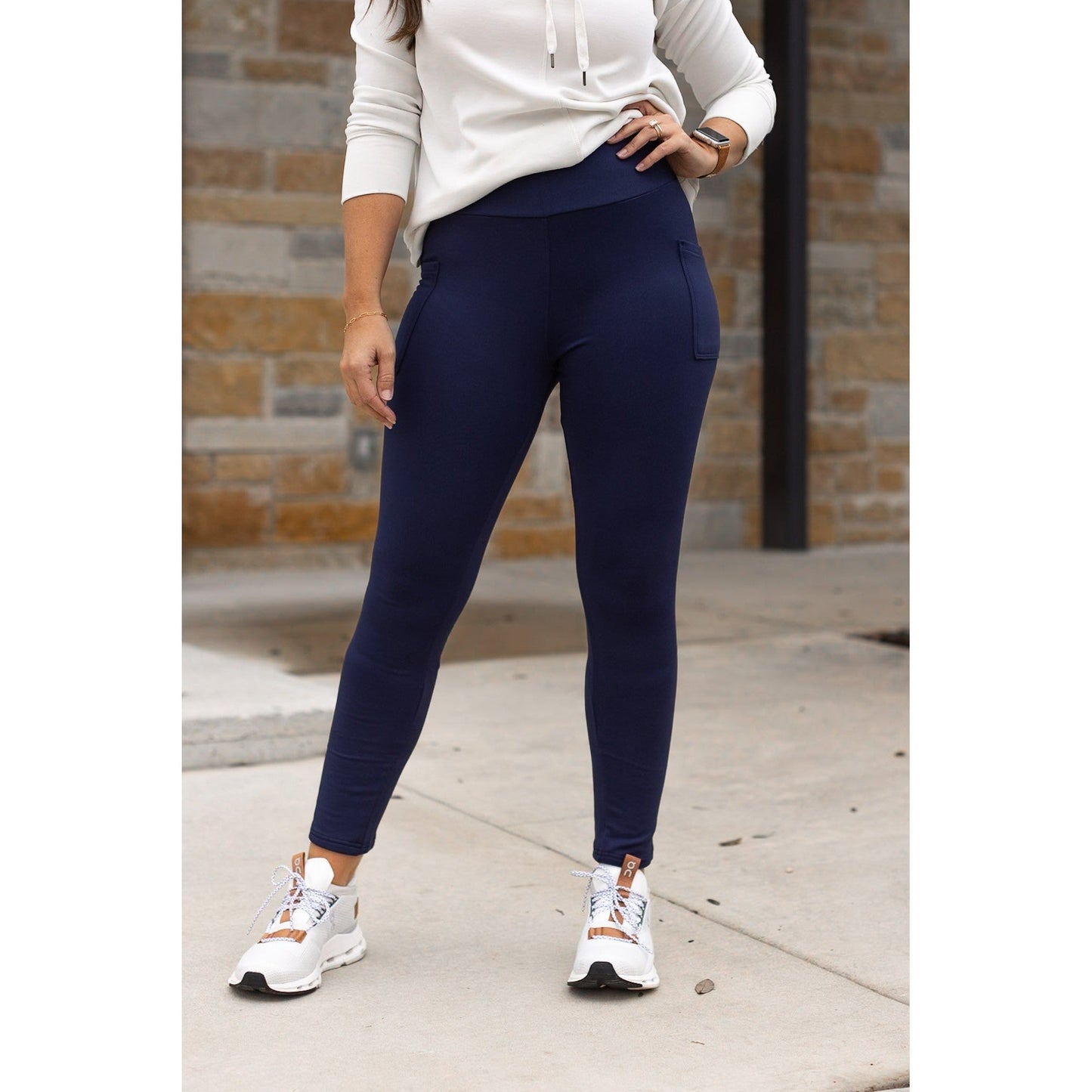 Ready to Ship | The Nicole - Navy FLEECE Full Length with Pocket Leggings  - Luxe Leggings by Julia Rose®