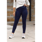 Buttery soft navy fleece leggings for women by Julia Rose.
High-waisted fleece leggings with side pockets in navy.