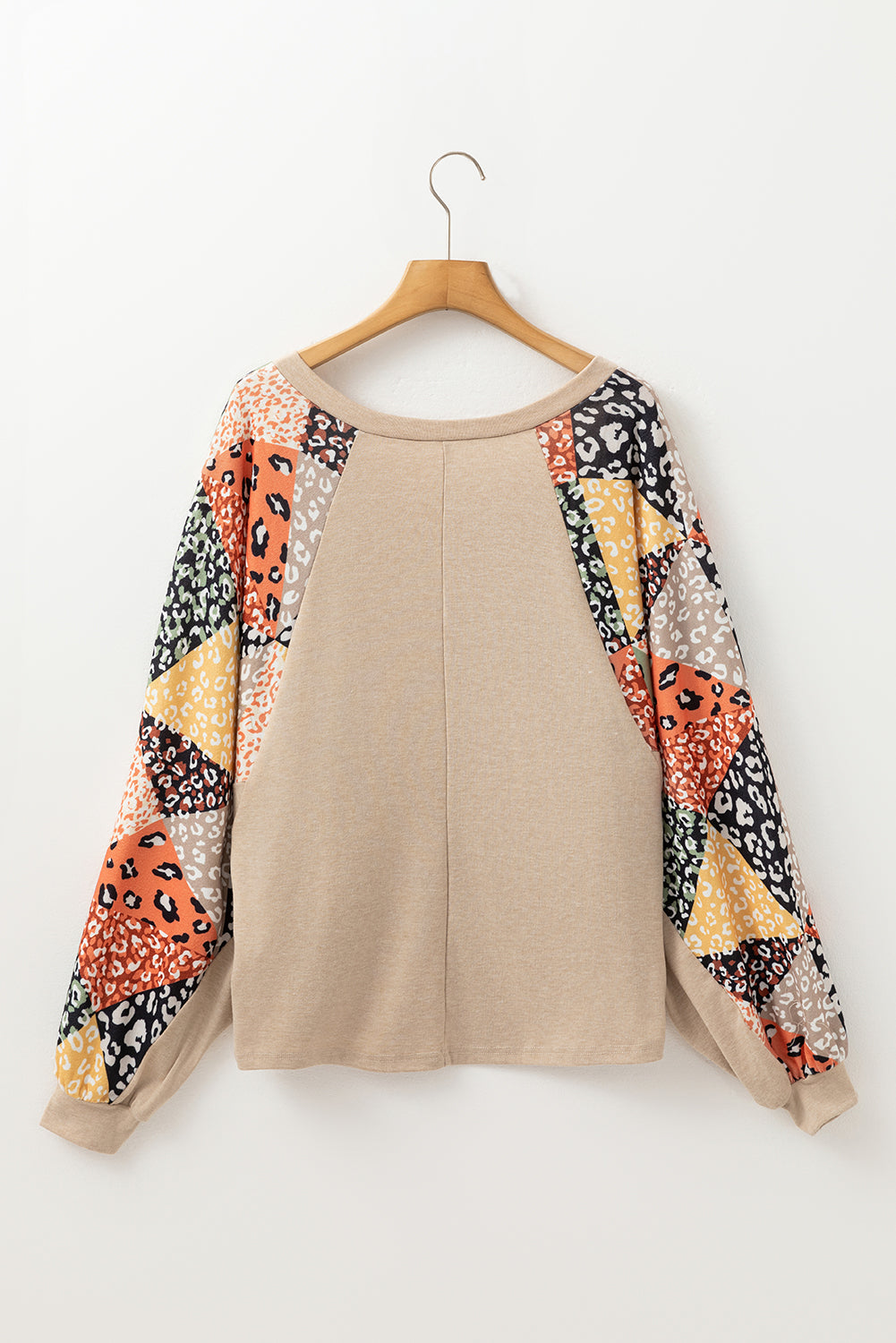 Leopard Patchwork Sleeve Top