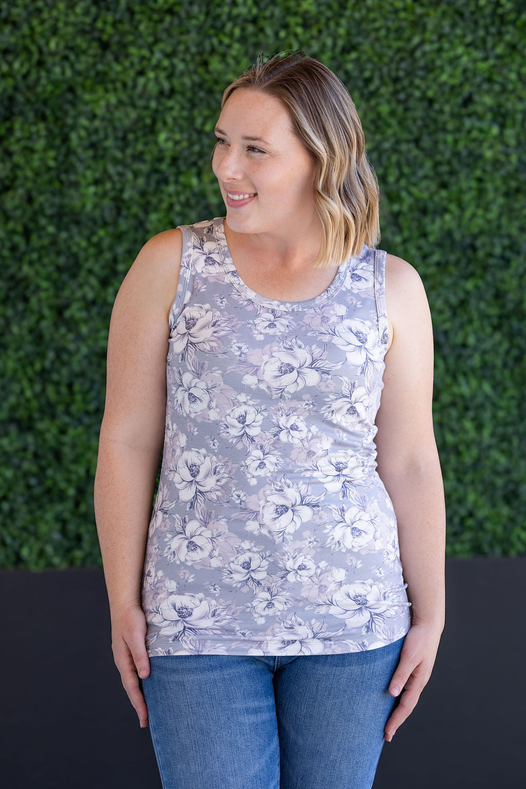 IN STOCK Ava Tank - Vintage Grey Floral